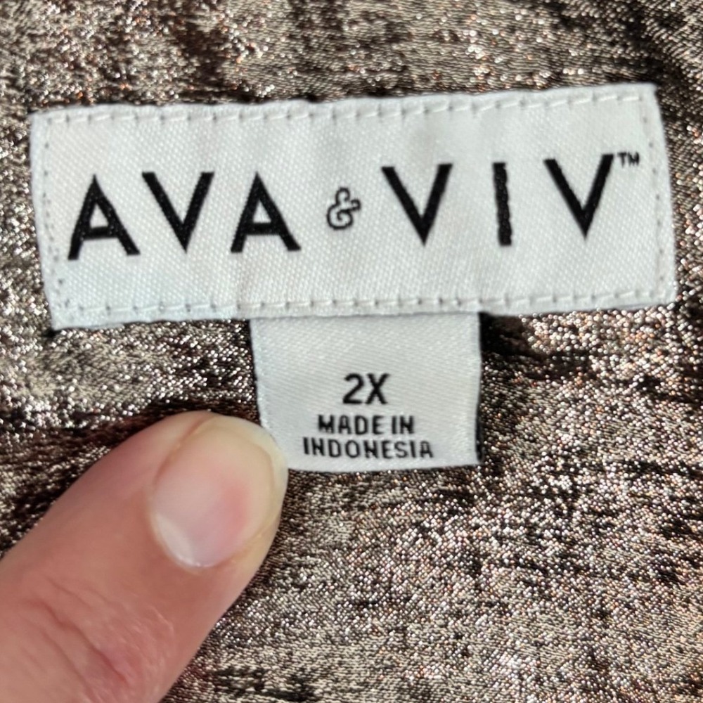 Ava & Viv Metallic Bronze Shirt Midi Dress - Picture 4 of 7